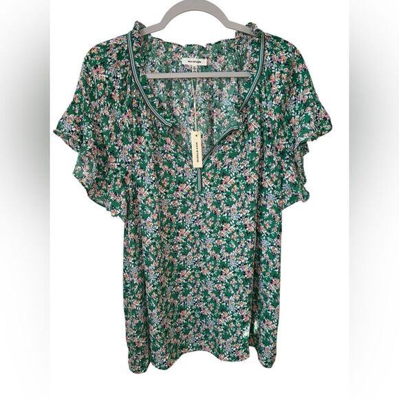 Max Studio Women’s 1X Floral Green Top NWT - Picture 2 of 9